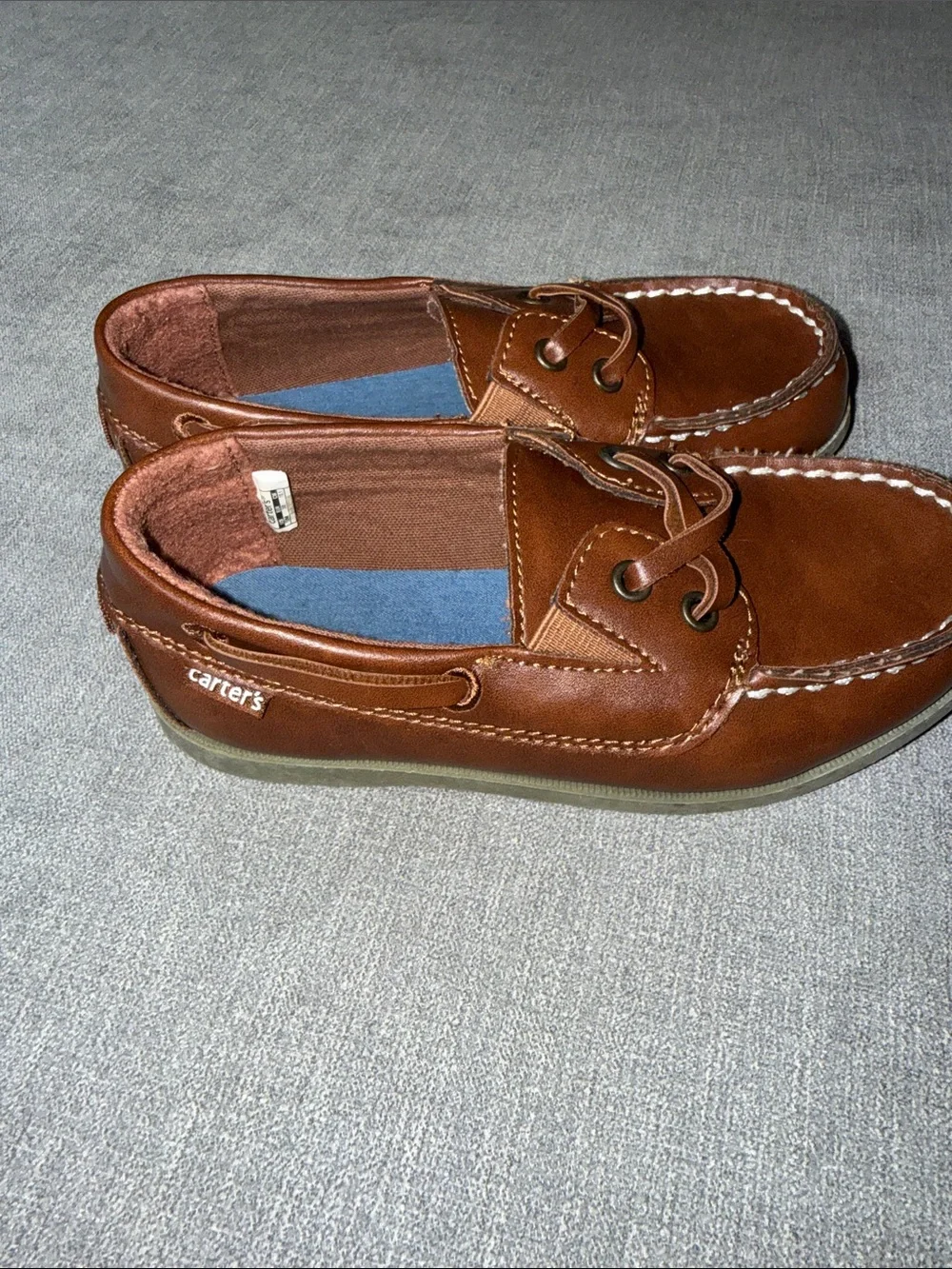 Carter's Brown Leather Slip-On Boat Shoes for Kids